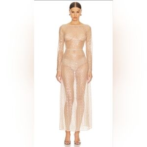 Aura Embellished Maxi dress in Nude